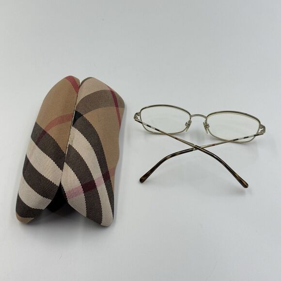 BURBERRY Eyeglasses B 1256 1145 135 Gunmetal Frames w/plaid design temples main image 7